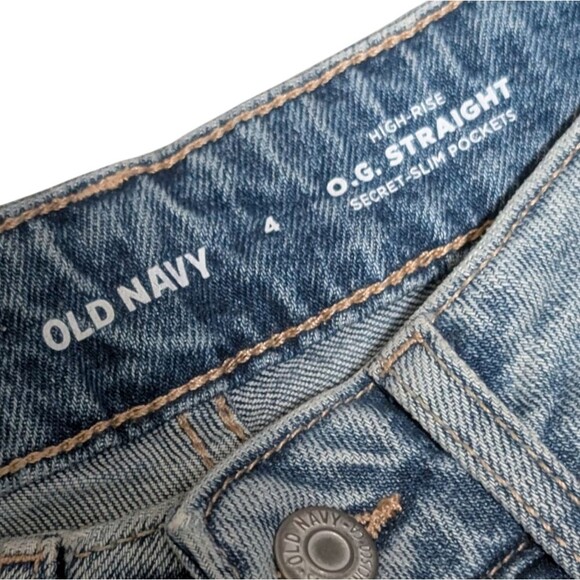 NWT Old Navy O.G. Straight high-rise jeans women's 4 curvy button-fly Myrtle - Picture 3 of 11